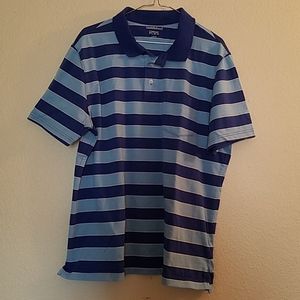 Mens blue striped polo